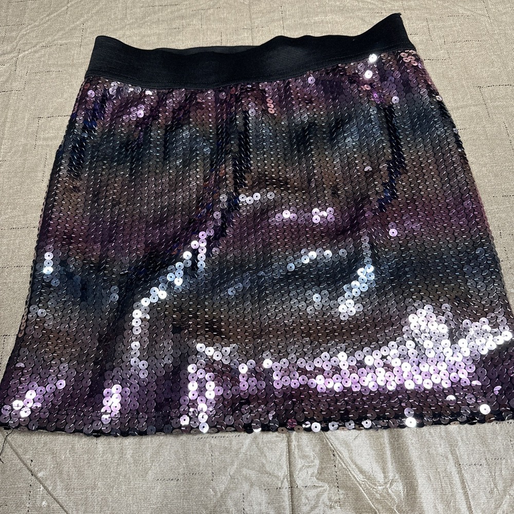Planet Gold Purple Pink Black Metallic Sequin Mini Skirt Size Small